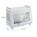 Compact dishrack with transparent door and 49.2cm x 30cm x 34.6cm dimensions