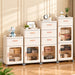Storage cabinet available in four configurations with drawers and enclosed storage compartments