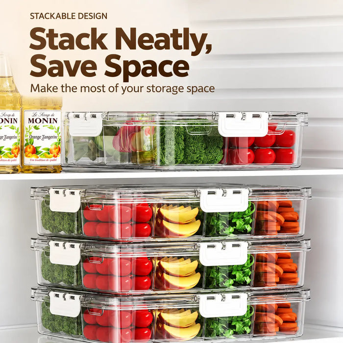 Stackable food storage boxes with lids for efficient storage space