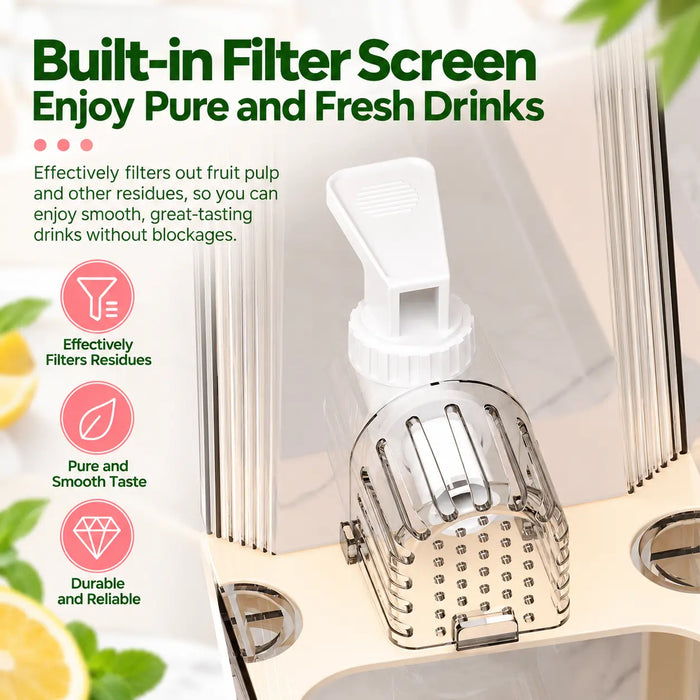 Drink dispenser with built-in filter screen for filtering fruit pulp and drink residues