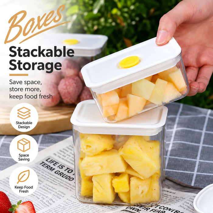 Stackable food storage container set for space-saving organisation