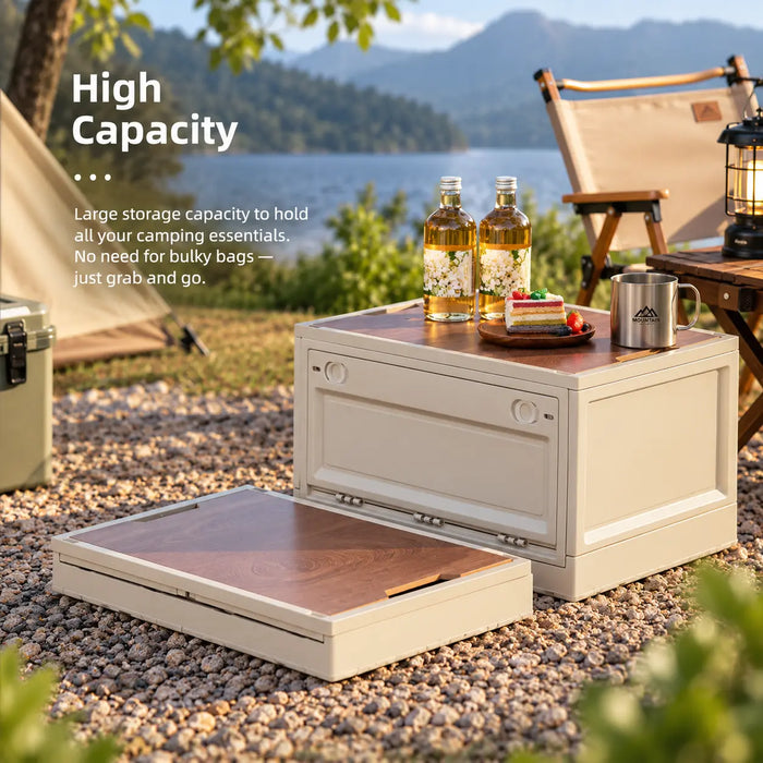 Camping storage box with large capacity for storing camping essentials outdoors