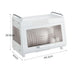 Compact dishrack with tinted transparent door and 49.2cm x 30cm x 34.6cm dimensions