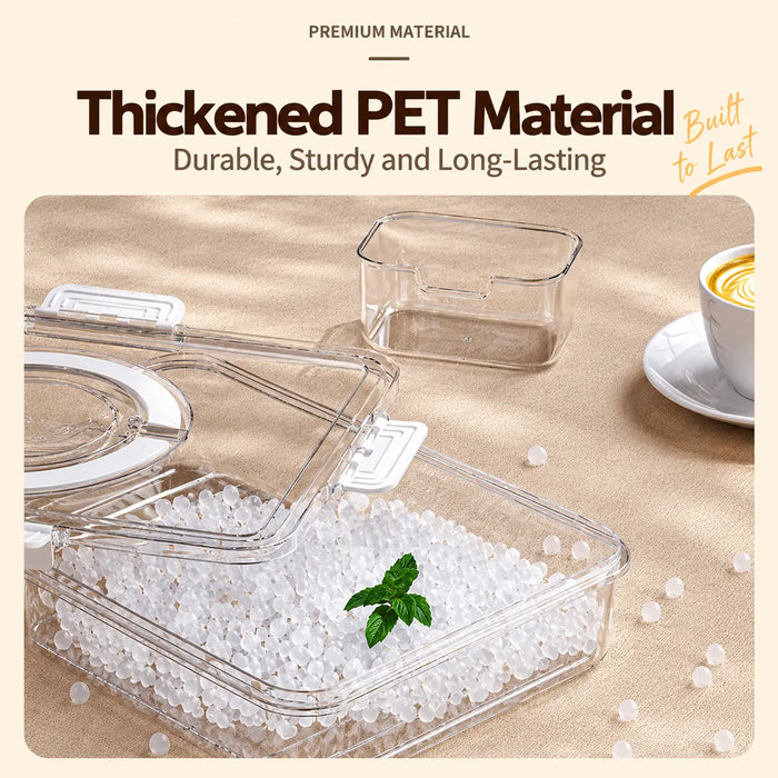 Thickened PET food storage box with lid for durable food storage