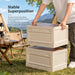 Stackable camping storage boxes with sturdy construction and recessed side handles