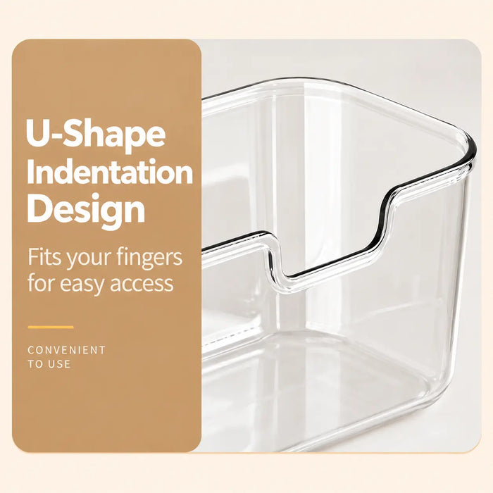 U-shaped indentation on food storage box for easy access