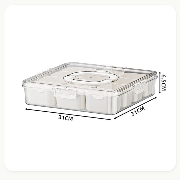 Pantry food storage container size 31cm by 31cm with 6.5cm height measurement guide