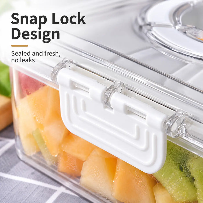 Food storage container set with snap-lock clips for secure storage
