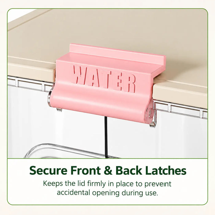 Drink dispenser with secure front and back latches to keep the lid firmly closed