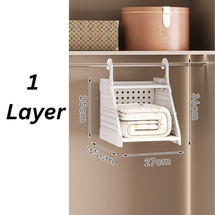 Single-layer Modular Wardrobe Storage Shelf with product dimensions displayed