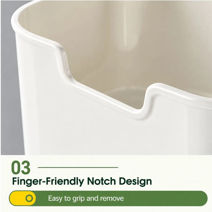 Divided food storage containers with finger-friendly notches for easy compartment removal
