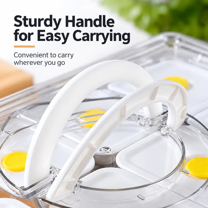 Food storage container set with sturdy carry handle for easy transport