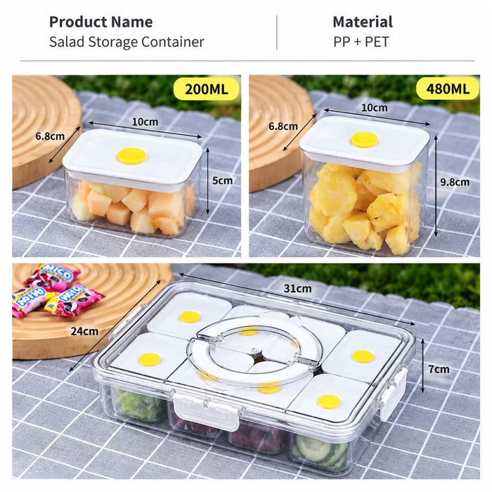 Food storage container set with 200ml and 480ml individual containers