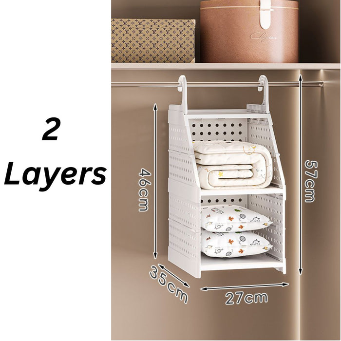 Two-layer Modular Wardrobe Storage Shelf size and measurement reference