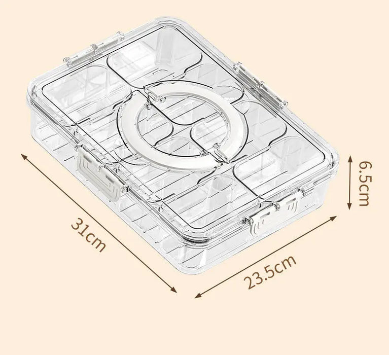 Food storage box with lid showing dimensions 31 x 23.5 x 6.5 cm