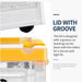 Collapsible storage box lid with groove for secure stacking with rollers