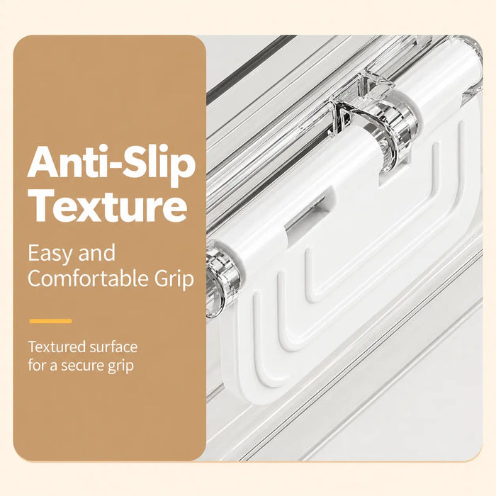 Anti-slip textured locking clip on food storage box lid