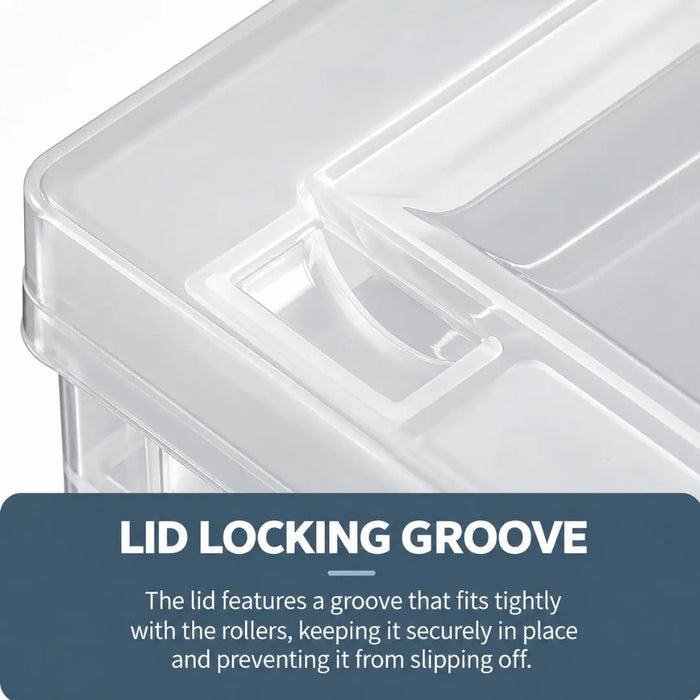 Foldable storage box with lid locking groove for secure stacking