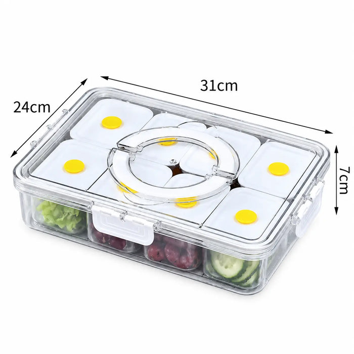 Food storage container set with 31 cm × 24 cm × 7 cm outer case and removable individual containers
