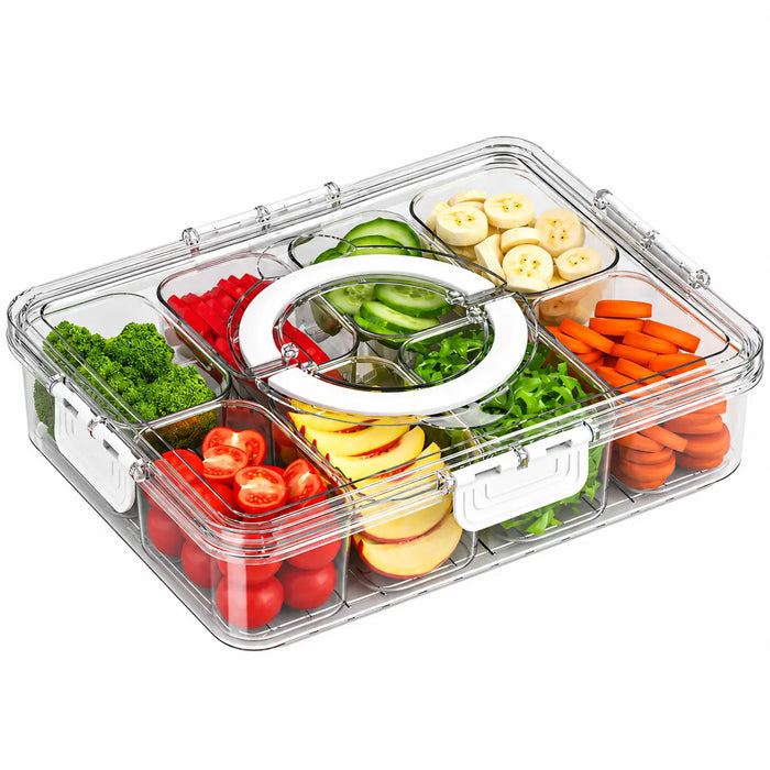 Food storage box with lid with removable compartments and carrying handle