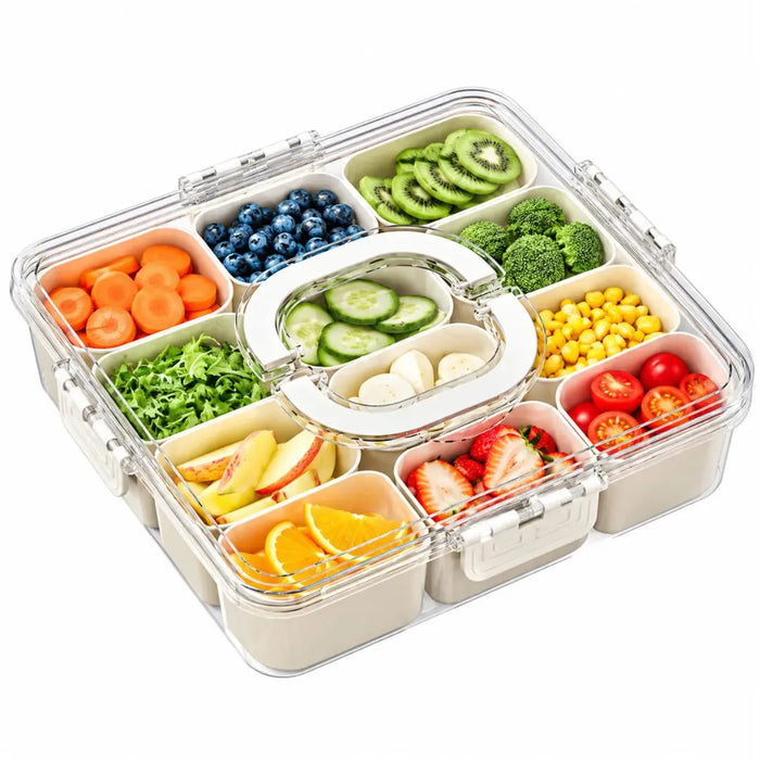 Divided food storage containers with multiple compartments and clear lid