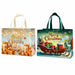 Christmas tote bags with festive gift and present designs