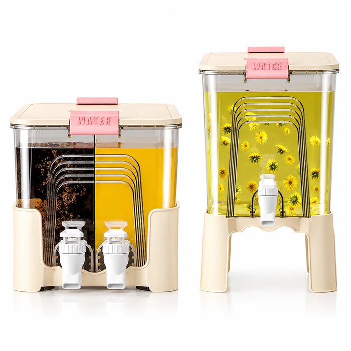 Drink dispenser with one-tap and two-tap variants for serving different beverages