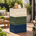 Stackable camping storage boxes with wood-look tabletop for outdoor storage
