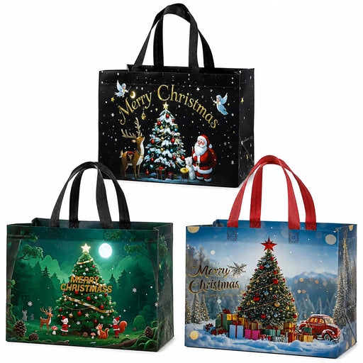 Christmas tote bag – Christmas tree design in black, green and blue