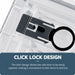 Foldable collapsible storage box with click-lock side door for easy access to stored items