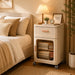 Storage cabinet with drawer and cabinet used as a bedside storage table