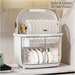 Compact 2 Tier Dish Drainer placed neatly in kitchen corner countertop