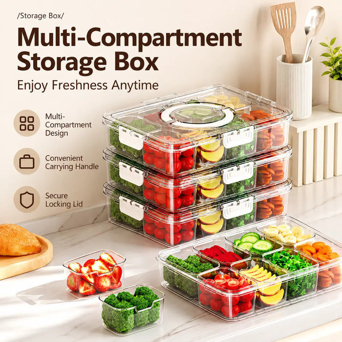 Food storage box with lid stacked for organised food storage