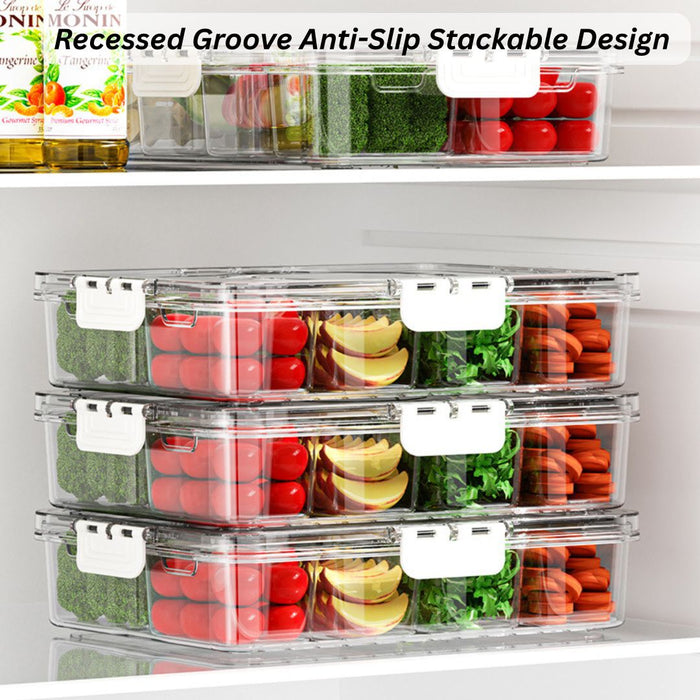 Plastic food storage container stacked securely with recessed groove anti-slip design
