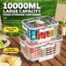 10,000ml fridge storage container with organised storage for drinks and meat