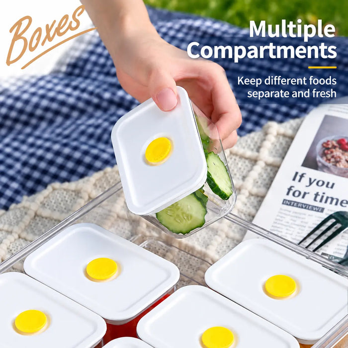 Individual food container with lid removed from storage case for organised food storage