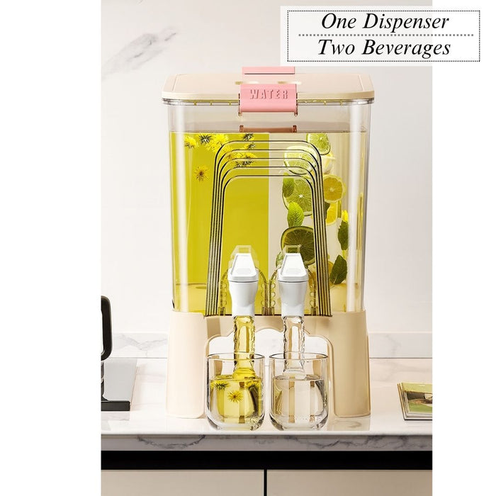 Dual tap Juice Dispenser serving two beverages simultaneously