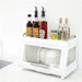 Compact dishrack with additional display space on top for kitchen storage