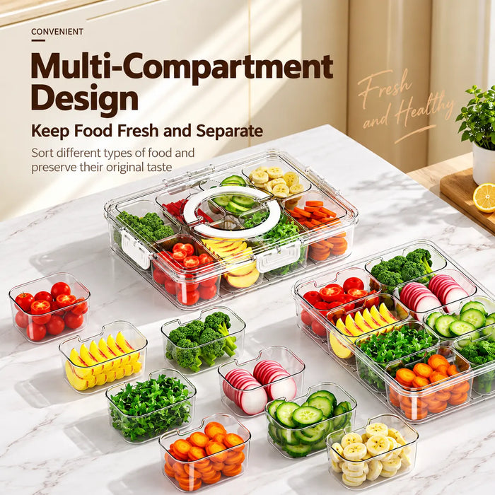 Food storage box with removable compartments for keeping different foods separate
