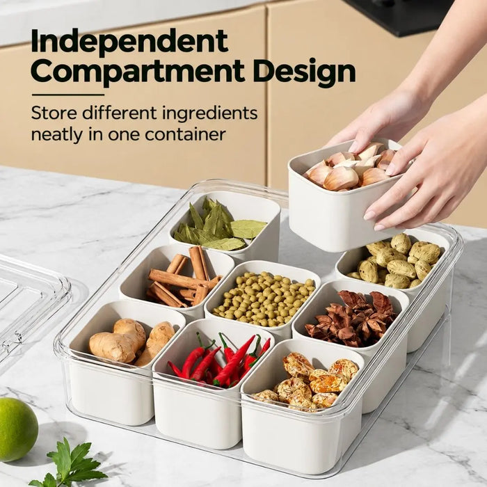 Meal prep container with removable compartments for organised ingredient storage