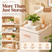 Storage cabinet with raised top tray for plants, books, decor and everyday essentials
