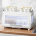 Compact dishrack with transparent door for clear visibility of stored dishes and tableware