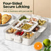 Meal prep container with four-sided secure locking lid
