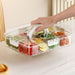 Kitchen storage container with built-in foldable handle for easy lifting