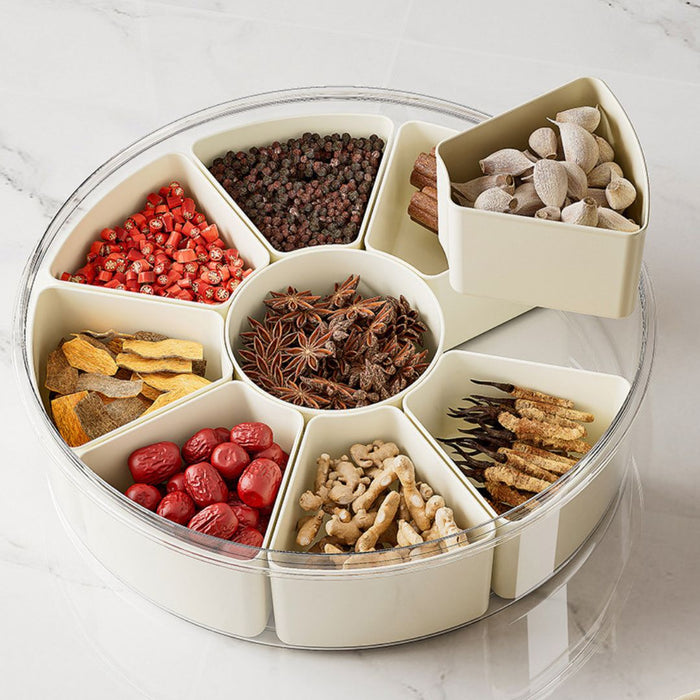 Removable inner tray from Round Food Storage Container for flexible storage arrangement