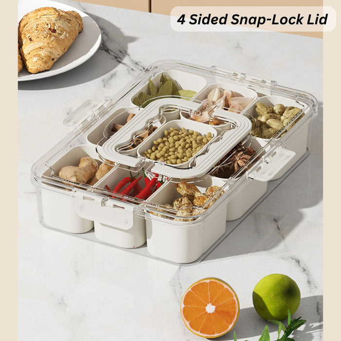 Four sided snap-lock lid creating airtight seal on storage container