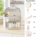 Large capacity 2 Tier Dish Drainer holding plates, cups, chopsticks and utensils