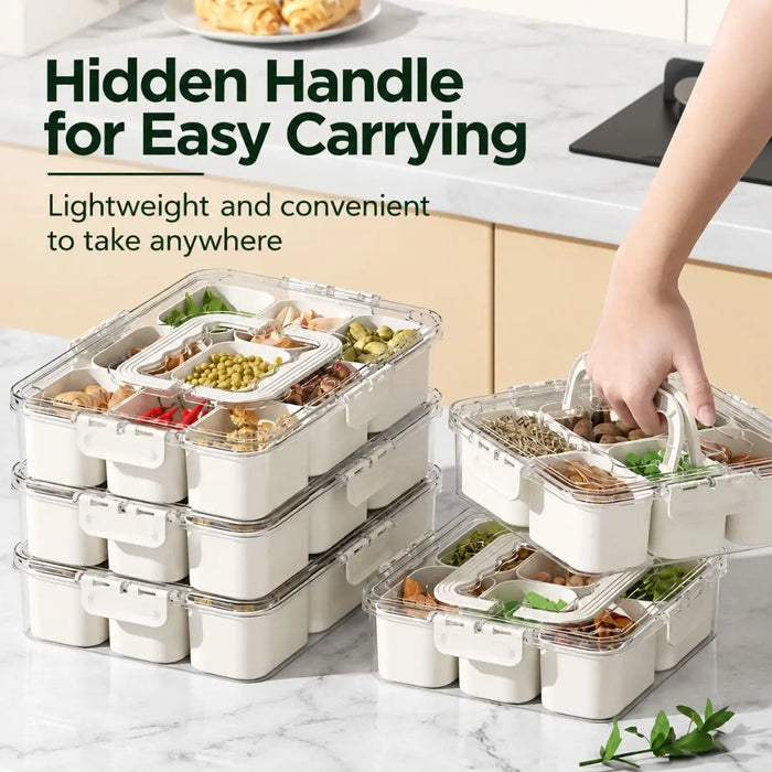 Meal prep containers with integrated carrying handle for convenient transport