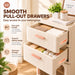 Storage cabinet with smooth pull-out drawers for organised household storage