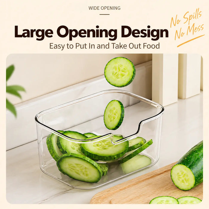 Food storage box with large opening for easy access to food